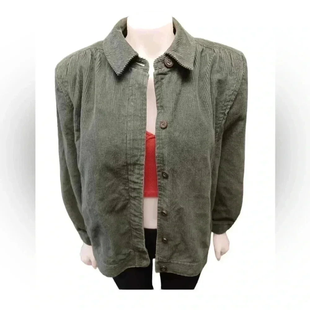 London Fog Vintage Green Corduroy Jacket Size 14-M - Picture 3 of 12